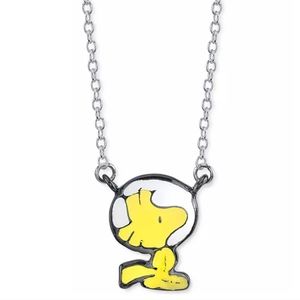 PeanutsUnwritten Astronaut Woodstock Pendant Necklace in Silver-Plate, 16" + 2